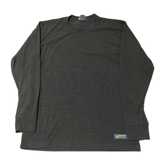 Vintage Eddie Bauer Shirt Mens Medium EBTEK Black Long Sleeve‎ Crew Blank 90s - Picture 1 of 6